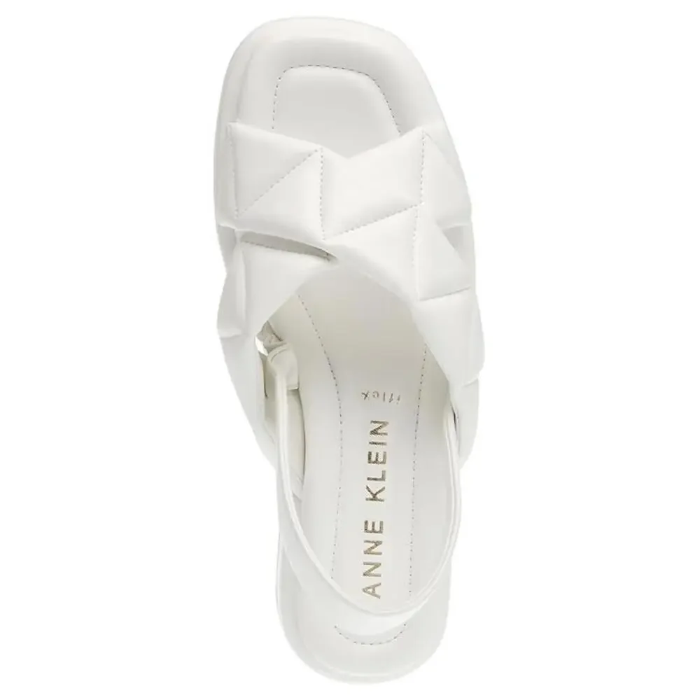 Anne Klein Air Sandals Womens 8.5 White Faux Leather Square Toe Slingback NCZ247